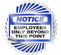 Adesivi per auto divertenti con avviso dipendenti solo oltre questo punto, 10 adesivi scherzi per adulti per la tua auto (8 x 12 cm)