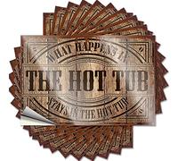 Adesivi per auto e decalcomanie What Happens in The Hot Tub Stays in The Funny Sticker 10 pz cartelli per uomo grotta divertenti decalcomanie per auto (8 x 12 cm)