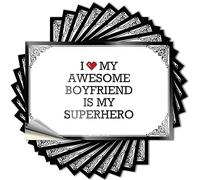 Adesivi per auto I Love My Awesome Boyfriend is Superhero adesivi divertenti per auto cartelli per bar casa e bar divertenti (12 x 18 cm)