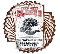 Adesivi per auto Keep Gate Closed No Matter What The Leopard Gecko Say Funny Sticker 10 pezzi divertenti cartelli per bar per casa adesivi per auto (6 x 9 cm)