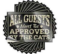 Adesivi per auto per uomini, tutti gli ospiti devono essere approvati dai gatti, divertenti adesivi per auto, 10 pezzi, adesivi divertenti per cassetta degli attrezzi (6 x 9 cm)