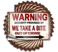 Adesivi per auto Warning Security Provided by We Take A Bite Out of Crime Stickers 10 cartelli divertenti per camera da letto cartelli divertenti per camera da letto (8 x 12 cm)