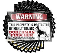 Adesivi per auto Warning This Property is Protected by A Highly Trained Doberman Pinscher, adesivi divertenti 10 pezzi adesivi decorativi per paraurti da uomo (6 x 9 cm)