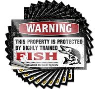 Adesivi per auto Warning This Property is Protected By A Highly Trained Fish Funny Sticker 10 pz divertenti cartelli per casa bar Funk Around and Find Out Stic (6 x 9 cm)