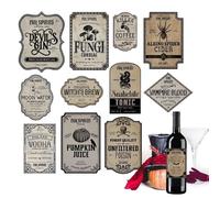 Adesivi per bottiglie di vino di Halloween - etichette di carta autoadesive, set di etichette di liquori | 12 pezzi Design per dimensioni della copertura completa con stampa grafica spaventosa, etiche