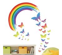 Adesivi per camera da letto con animali, decalcomanie con farfalle per parete,La finestra del fumetto si aggrappa | Simpatici adesivi murali, decorazioni creative per la cameretta dei bambini, l'asilo