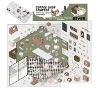 Adesivi per case - Adesivi paesaggistici per case in miniatura a forma di cartone animato, Adesivo per scena di cabina con carta adesiva ripetibile per decorare pareti, custodia del telefono, mobil