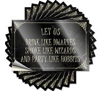 Adesivi per cassetta degli attrezzi con scritta "Let Us Drink Like Dwarves Smoke Like Wizards and Party Like Hobbits Funny Stickers", 10 adesivi divertenti per paraurti per adulti (confezione da 6 x 9