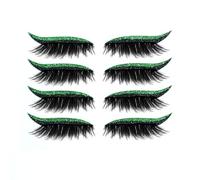 Adesivi per ciglia e eyeliner, 4 paia di adesivi riutilizzabili per ciglia Eyeliner con glitter, facile da usare e rimuovere (Verde)