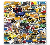 Adesivi per Costruzioni 60 Pezzi, Decalcomanie di Camion da Trasporto, Escavatori, Auto Ingegneristiche, Bottiglie d'Acqua, Telefoni, Diari, Scrapbook, Paraurti, Skateboard, Bagagli, Confezione di Ade