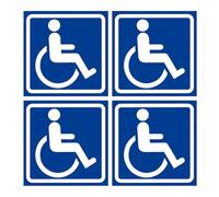 Adesivi per disabili, 4 pezzi, 12 x 12 cm, impermeabili, autoadesivi per auto, autobus, parcheggio, ristorante, hotel, casa, cortile, prato