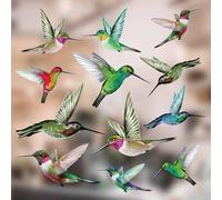 Adesivi per finestra, 4 splendidi adesivi elettrostatici decorativi con motivo colibrì - per evitare che gli uccelli si incastri nelle vostre finestre