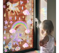 Adesivi per finestra a forma di pony, arcobaleno, 3 pezzi, prisma, adesivi per finestre, per bambini, mondo subacqueo, sirena, autoadesivi