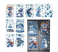 Adesivi per finestra di Natale, riutilizzabili, 12 simpatici motivi invernali, per atmosfera , fiocchi di neve, Babbo Natale, renna decorazioni, per scuole, stanze di amere da