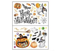 Adesivi per finestre di Halloween su entrambi i lati con zucca, strega, castello, scheletro, mostri, motivi per specchi, porte, pareti, decorazione per feste visibile all'interno all'esterno