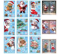 Adesivi per finestre di Natale, 9 fogli adesivi per finestre con pupazzo di neve, renne di Babbo Natale, statici non con fiocchi di neve per per feste di in casa