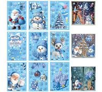 Adesivi per finestre di Natale, 9 fogli adesivi per finestre con pupazzo di neve, renne di Babbo Natale, statici non con fiocchi di neve per per feste di in casa