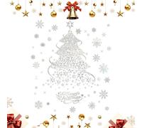 Adesivi Per Finestre Di Natale - Decalcomanie Per Alberi Extra Large In PVC In Oro E Argento 2 Fogli | Decorazioni Natalizie Con Fiocchi Di Neve E Stelle Glitterate | Adesivi Rimovibili In Da Pa