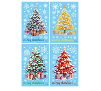 Adesivi per finestre di Natale su entrambi i lati, con fiocchi di neve classici, Babbo Natale, renna, pupazzi di neve per decorare case, scuole e uffici (1 set di 4 foto)