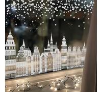 Adesivi per finestre per interni con design con scena stradale invernale, adesivo elettrostatico su entrambi i lati, per finestre che forniscono una chiara visibilità e un tocco decorativo