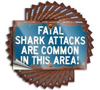 Adesivi per finestrini auto Fatal Shark Attacks are Common in This Area! 10 adesivi per parabrezza per auto (6 x 9 cm)