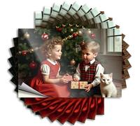 Adesivi per finestrini auto Una ragazza in abito rosso dà un regalo a suo fratello. Adesivi 10 cartelli per garage per uomini divertenti adesivi per finestrini dell'auto (12 x 18 cm)