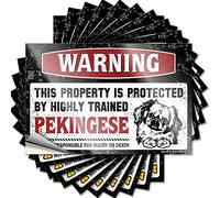 Adesivi per finestrini dell'auto con scritta "Warning This Property is Protected By A Highly Trained Pechinese", 10 adesivi per paraurti (8 x 12 cm)