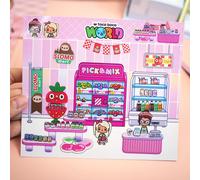 Adesivi per giocattoli per bambini Toca Boca, adesivi a tema negozio di alimentari per scrapbooking, adesivi decorativi con personaggi dei cartoni animati e articoli da supermercato, materiali per scr