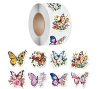 Adesivi Per Goffratura 500 pezzi/1 rotoli 3,8 cm/1,5 pollici farfalla fiore a forma di adesivo decorazione scatola regalo etichetta adesiva cancelleria Per Goffratura Metallizzato(1.5inch 2)