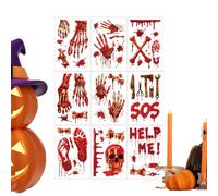 Adesivi per Halloween, decorazione spaventosa, 3D, decorazioni adesive per impronte di mano e piedi, sanguinanti e scheletri, per feste di Halloween, casa, camera da letto, porta finestra