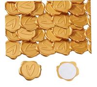 Adesivi per il cuore dorato 50pcs, adesivi per guarni di cera d'oro autoadesiva da 1, 18 pollici, timbro di sigillo della cera per impulso a cuore squisito per foche per la busta per matrimoni per fes