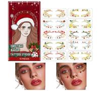 Adesivi per il trucco degli occhi di Natale, Adesivi per il trucco degli occhi del Festival, 10 adesivi per il trucco del fiocco di neve di Natale per il viso, Decalcomanie per vestire l'atmosfera del