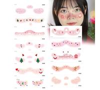 Adesivi per il trucco del viso, adesivi per il viso di Natale per le donne - Simpatici adesivi per facce natalizie 12X | Adesivi per fard finti impermeabili, puntelli artistici, decorazioni,