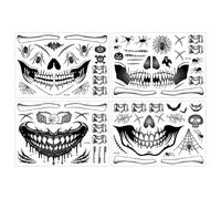 Adesivi per il trucco di Halloween, decalcomanie per il viso per Halloween - Cicatrici della bocca Punti di ferita finti Spaventoso 4 pezzi Trucco da zombie di Halloween - Adesivo impermeabile Puntell