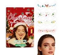 Adesivi per il Viso con Glitter e Lentiggini 4 Pezzi Brillante Natale