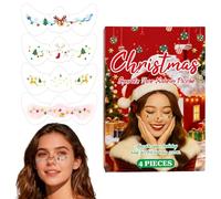 Adesivi per il Viso con Glitter e Lentiggini 4 Pezzi Brillante Natale