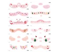 Adesivi per il viso di Natale per donne, adesivi natalizi | 12 adesivi per il viso di Natale | Preferenze per le vacanze, oggetti di scena artistici, decorazioni, accessori, cuore d'amore, fiocco di