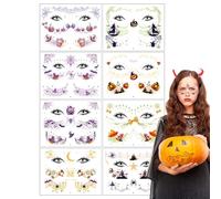 Adesivi per il viso fai da te, adesivi di Halloween per bambini - adesivi per il viso di cartone animato | trucco viso di Halloween, adesivi spaventosi per feste di Halloween