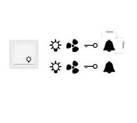 Adesivi per interruttore, 8 pezzi, con 2 campane, 2 luci, 2 ventole e 2 chiavi adesive (RP33) (14 mm)