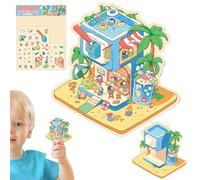 Adesivi per la casa creativi in miniatura, adesivi per scene in miniatura,Cartoon House Sticker 3D Effetto - Caricatura paesaggistica scene per adulti per, strumento di decorazione scr