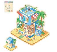 Adesivi per la casa creativi in miniatura, adesivi scena in miniatura,Cartoon House Sticker 3D Effetto | Fai le tue decalcomanie scena, strumento decorazione scrapbooking per Adu