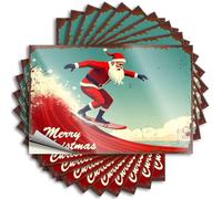 Adesivi per la tua auto che fa surf Babbo Natale ti augura un buon Natale! 10 adesivi scherzi paraurti cartelli divertenti per bar (8 x 12 cm)