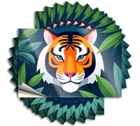Adesivi per la tua auto con faccia di tigre circondata da foglie. Adesivi 10 pezzi divertenti cartelli da garage per uomini adesivi divertenti per auto (6 x 9 cm)