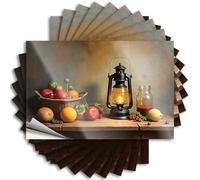 Adesivi per la tua auto Frutta e verdura su un tavolo di legno con una lanterna. Adesivi 10 cartelli divertenti per casa bar auto adesivi per finestre (8 x 12 cm)