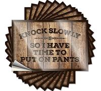Adesivi per la tua auto Knock Slowly So I Have Time to Put On Pants Adesivo divertente 10 pezzi adesivi per auto cartelli bar per casa e bar divertenti (8 x 12 cm)