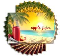 Adesivi per la tua auto Una lattina rinfrescante di succo di mela su una spiaggia tropicale al tramonto. Adesivi 10 adesivi per scherzi adesivi per parabrezza per auto (12 x 18 cm)