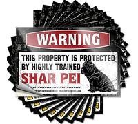 Adesivi per la tua auto Warning This Property is Protected By A Highly Trained Shar Pei adesivi divertenti 10 pezzi adesivi divertenti per auto per la tua auto (8 x 12 cm)