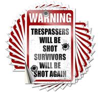 Adesivi per la tua auto Warning Trespassers Will Be Shot Survivors Will Be Again Funny Sticker 10 pz Sarcastici segni divertenti adesivi per auto (12 x 18 cm)
