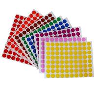 Adesivi per Lavoretti Scolastici - Etichette Colorate a Puntini da 1,27 cm per Divertimento, Giochi e Arte Metà (1,27 cm) - Confezione da 2560 - 8 Colori - 32 Fogli