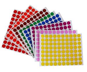 Adesivi per Lavoretti Scolastici - Etichette Colorate a Puntini da 1,27 cm per Divertimento, Giochi e Arte Metà (1,27 cm) - Confezione da 2560 - 8 Colori - 32 Fogli